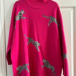 NOC Oversized Hot Pink Cheetah Sweater